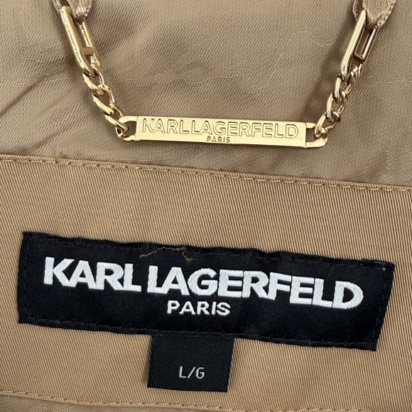 Karl Lagerfeld Paris Double-Breasted Peplum Trench Jacket - Size Large - Picture 5 of 15